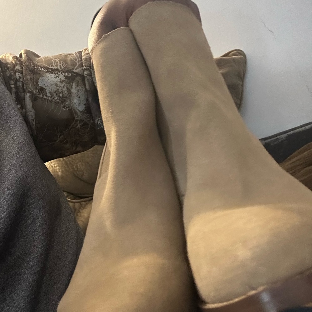Tan Suede Knee-High Boots